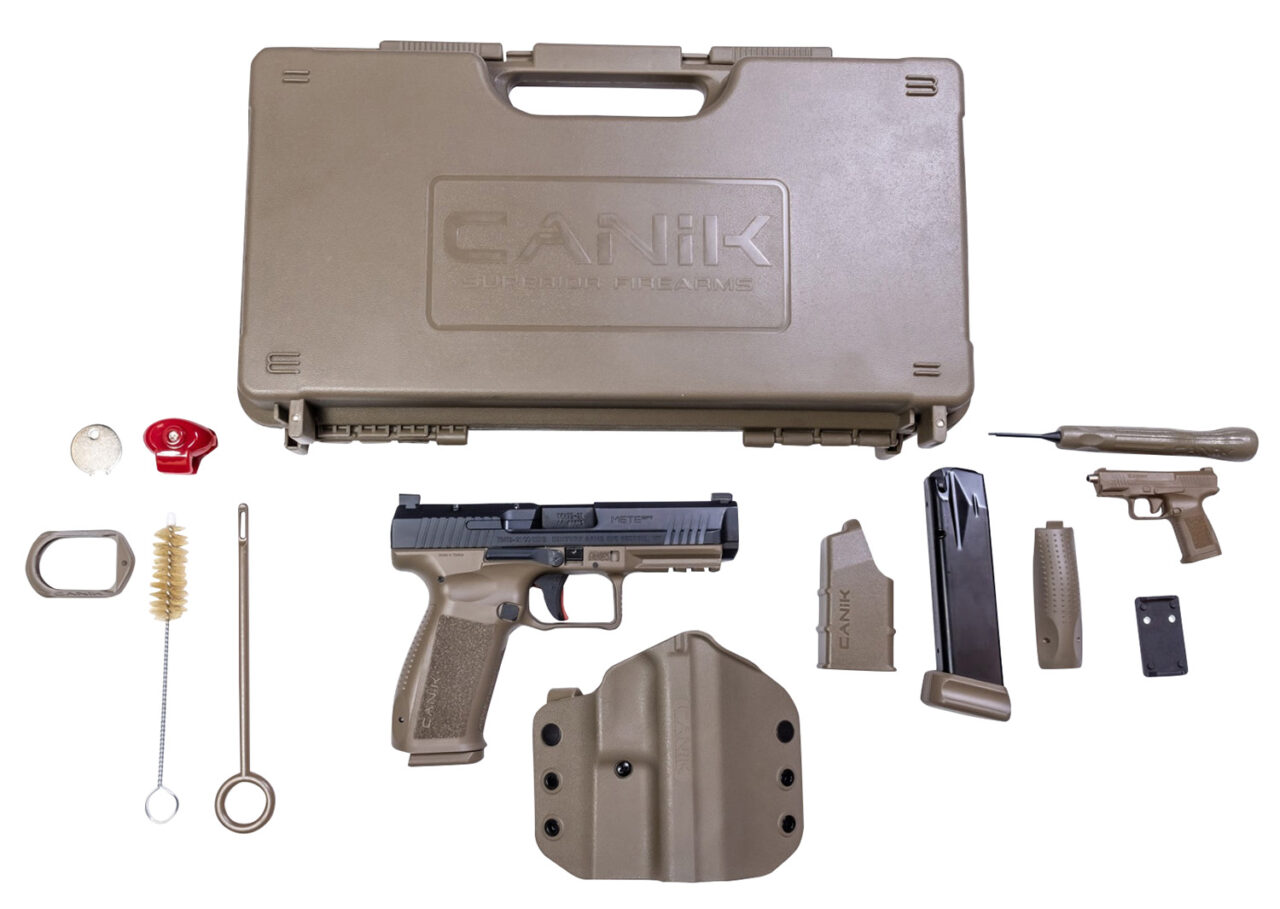 Canik HG5636N Mete SFT 9mm Luger 18+1/20+1 4.46" Barrel, Flat Dark Earth Frame w/Picatinny Accessory Rail, Serrated Optic Cut Steel Slide w/Nitride Finish, Interchangeable Backstrap Grip, Includes 2 Magazines & Holster - Image 3