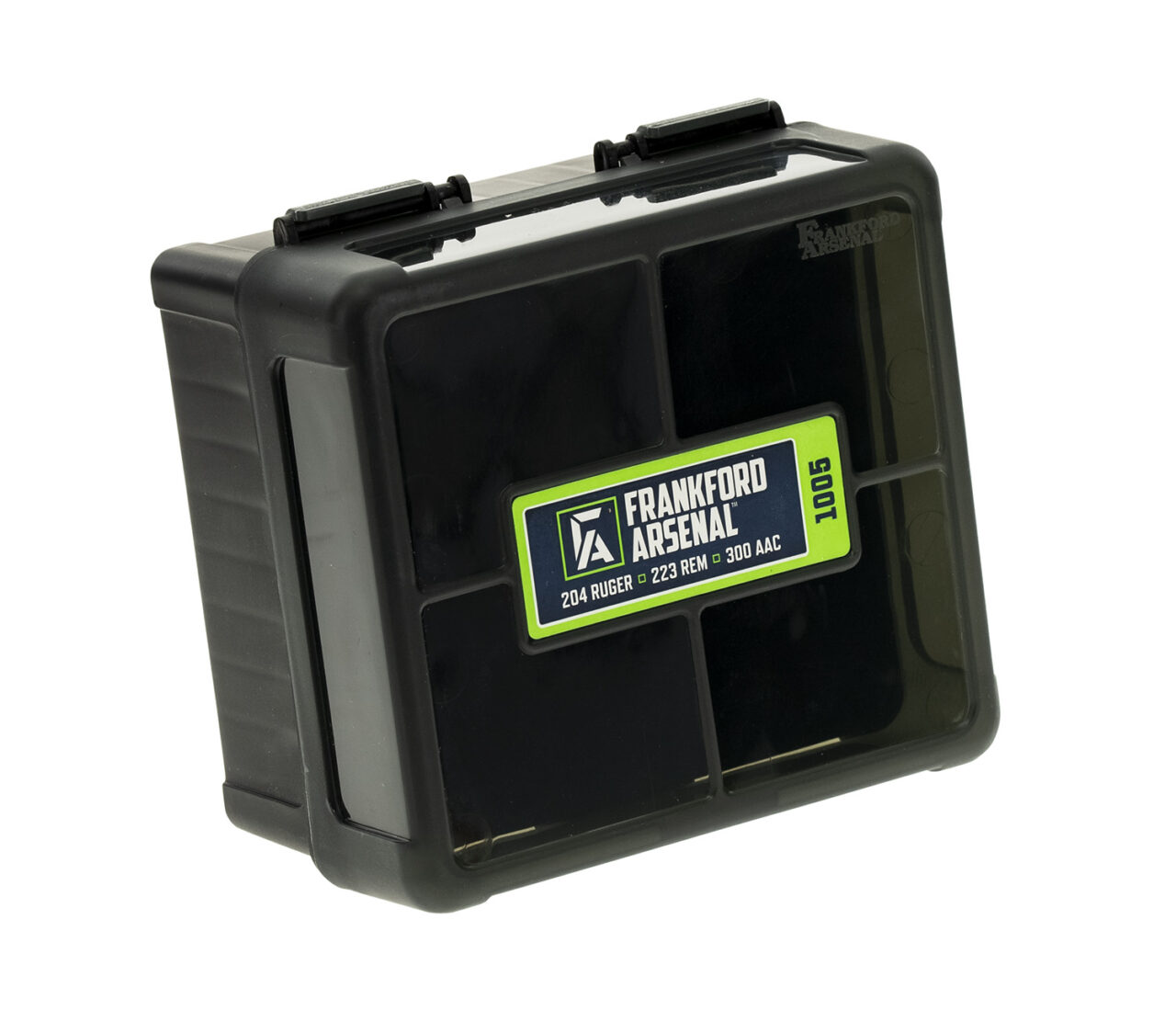 Frankford Arsenal 1083799 Hinge-Top Ammo Box 300 Win Mag 204 Cal 223 Cal Black High Density Polymer 100rd - Image 2
