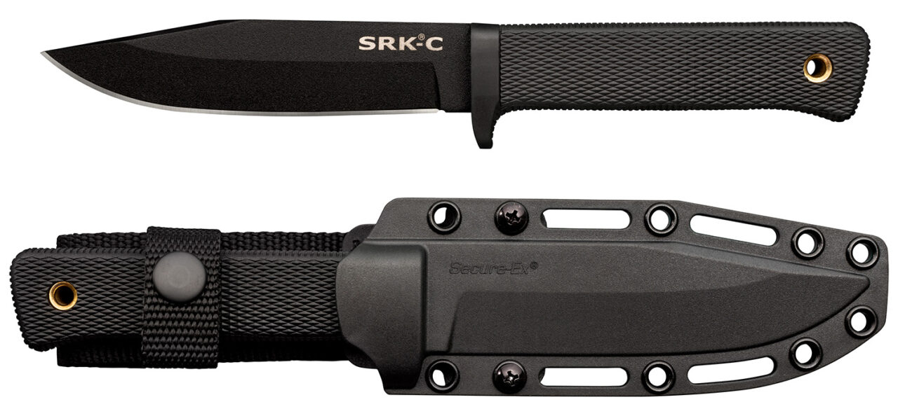 Cold Steel CS49LCKD SRK Compact 5" Fixed Plain Black Tuff-Ex Finish SK-5 Steel Blade/Black Kray-Ex Handle Includes Sheath