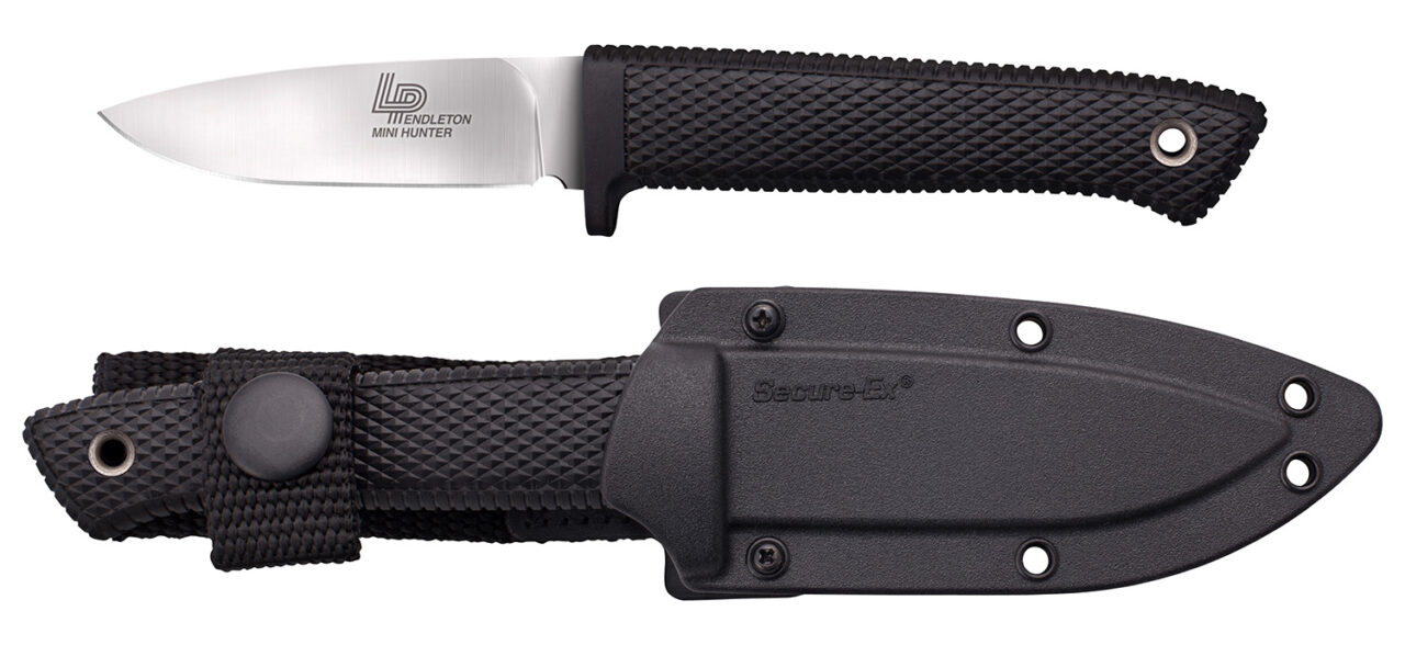 Cold Steel CS36LPMF Pendleton Mini Hunter 3" Fixed Plain Stone Washed American CPM 3V High Carbon Steel Blade/Black Textured Kray-Ex Handle Includes Sheath