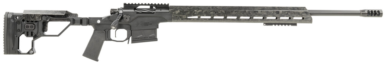 Christensen Arms 8010300501 Modern Precision Full Size 338 Lapua Mag 5+1, 27" Carbon Fiber Button Riflesd/Threaded Steel Barrel, Black Nitride Aluminum Receiver, Black Anodized Billet Chassis w/Folding & MagneLock Technology Stock, Black Polymer Grip, Rig