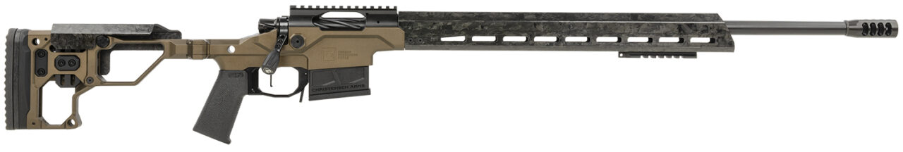 Christensen Arms 8010300802 Modern Precision Full Size 308 Win 5+1, 24" Carbon Fiber Target Profile/Threaded Steel Barrel, Black Nitride Aluminum Receiver, Desert Brown Anodized Billet Chassis w/Folding & MagneLock Technology Stock, Black Polymer Grip, R