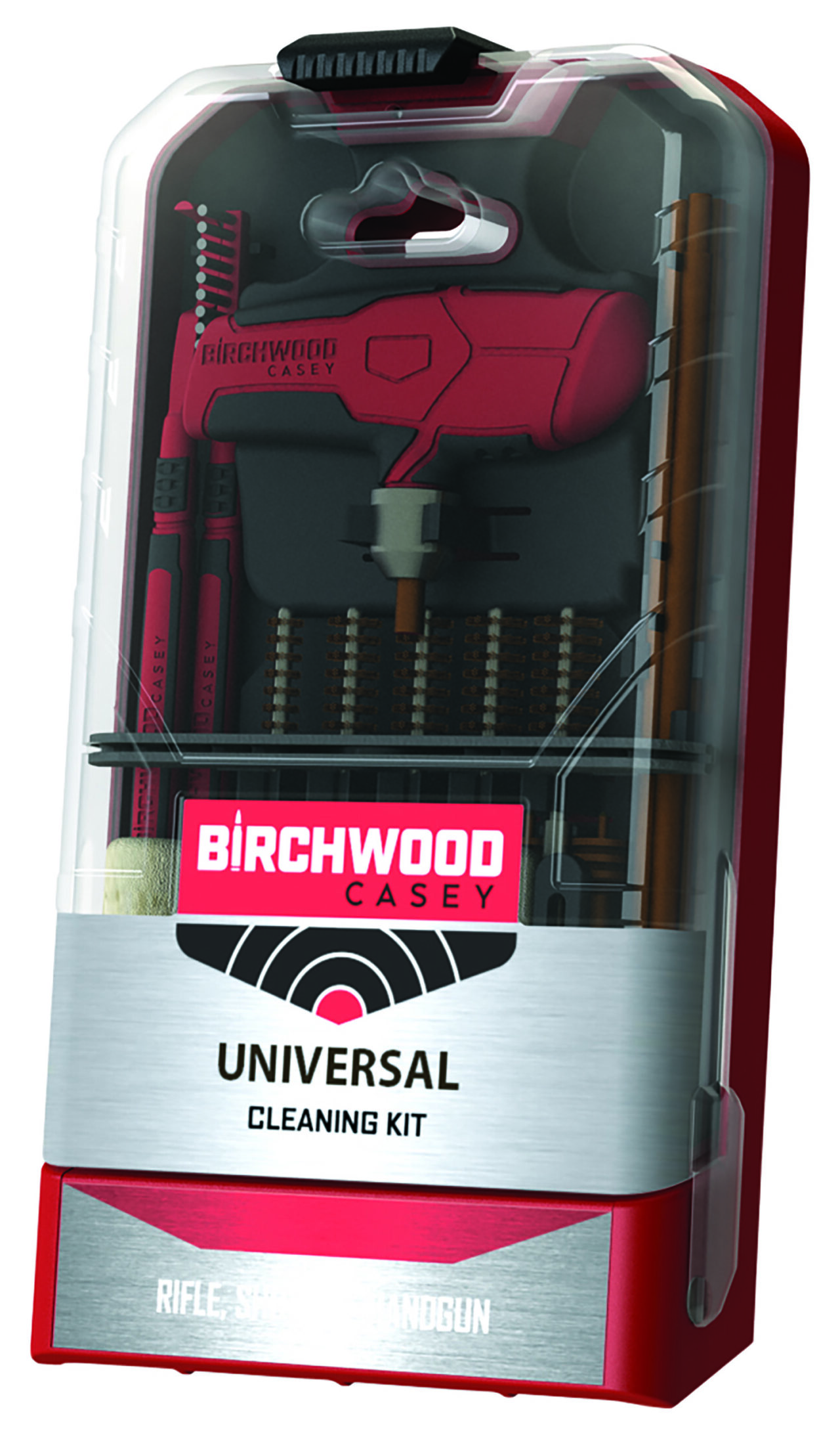 Birchwood Casey UNVCLNKIT Universal Cleaning Kit Multi-Caliber/Multi-Gauge 22 Pieces Black/Red