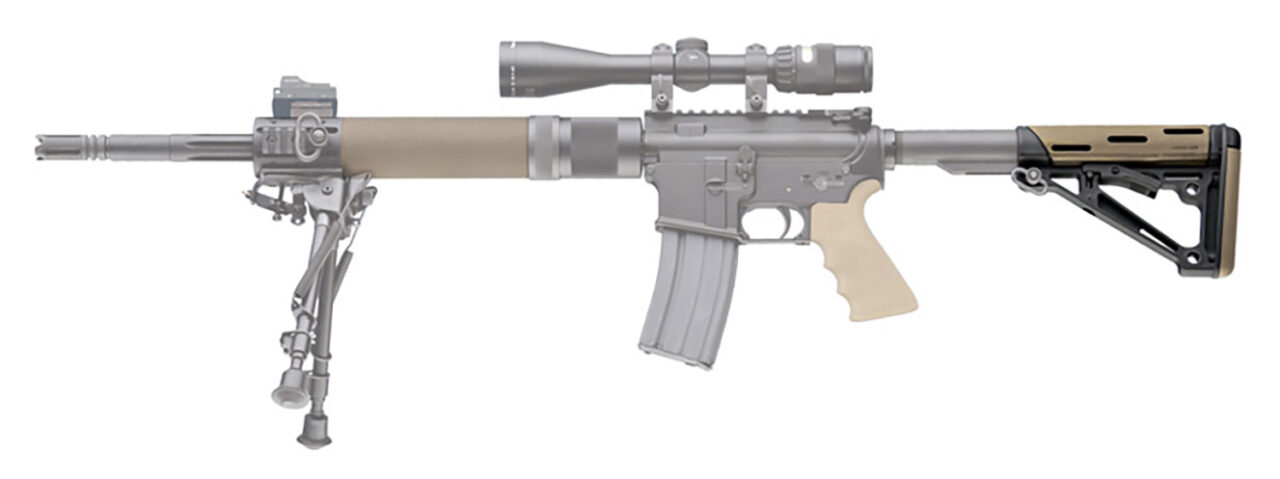 Hogue 15340 OverMolded Collapsible Buttstock made of Synthetic Material with Black Finish & Flat Dark Earth OverMolded Rubber for AR-15, M16, M4 with Mil-Spec Buffer Tube (Tube Not Included) - Image 3