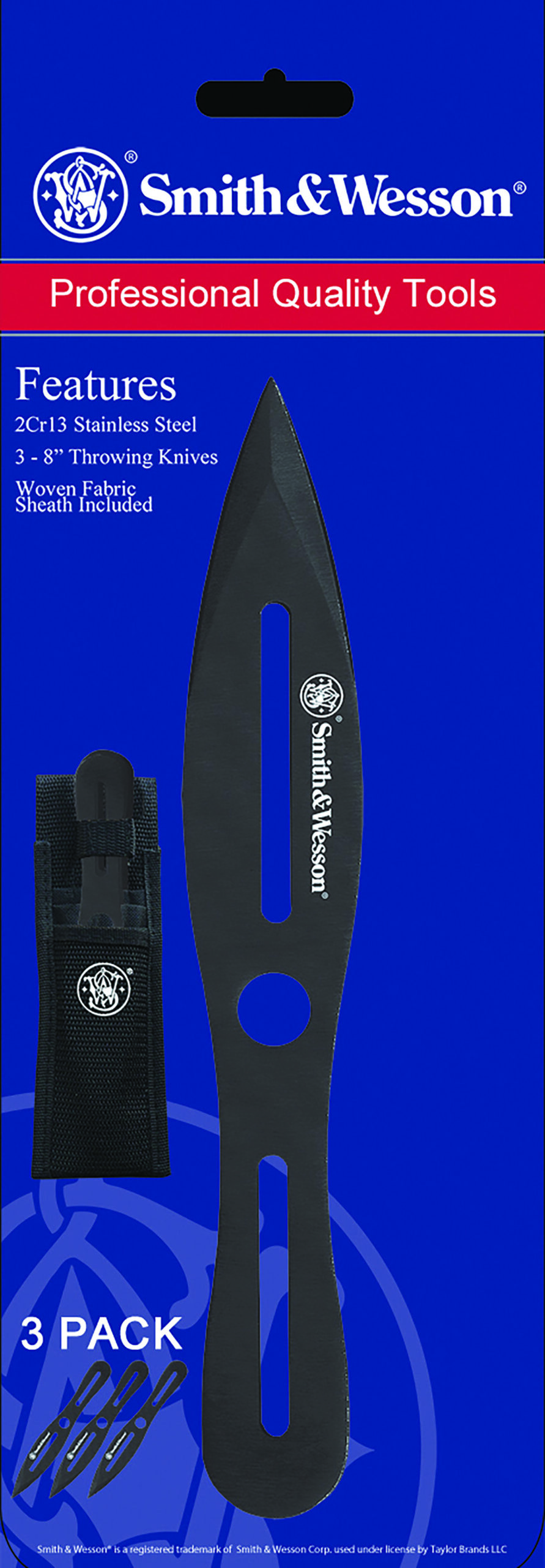 Smith & Wesson Knives SWTK8BCP Bullseye Throwing Knife 4.26" Fixed Plain Black Oxide 2Cr13MoV SS Black, Includes Sheath, Set of 3