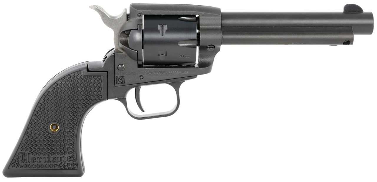 Heritage Mfg SRR22MBS4PG Rough Rider 22 LR/22 WMR 4.75" 6rd, Black, Polymer Grips, Includes Cylinder
