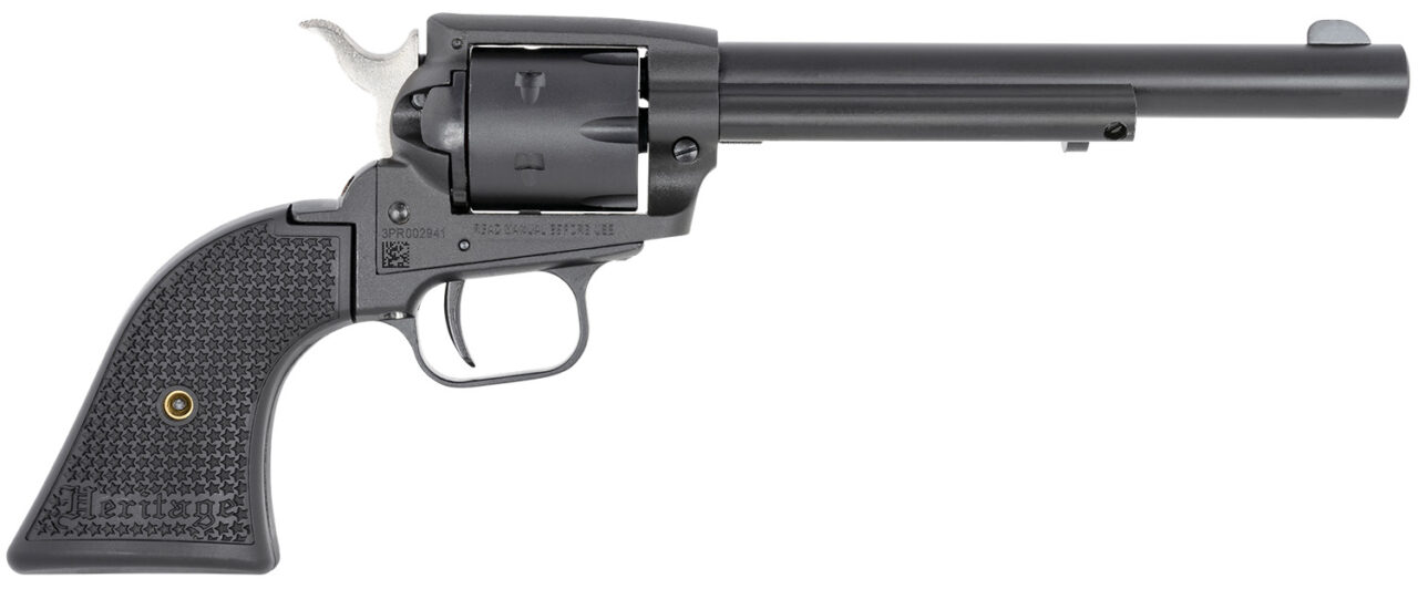 Heritage Mfg SRR22MBS6PG Rough Rider 22 LR/22 WMR 6.50" 6rd, Black, Polymer Grip, Includes Cylinder