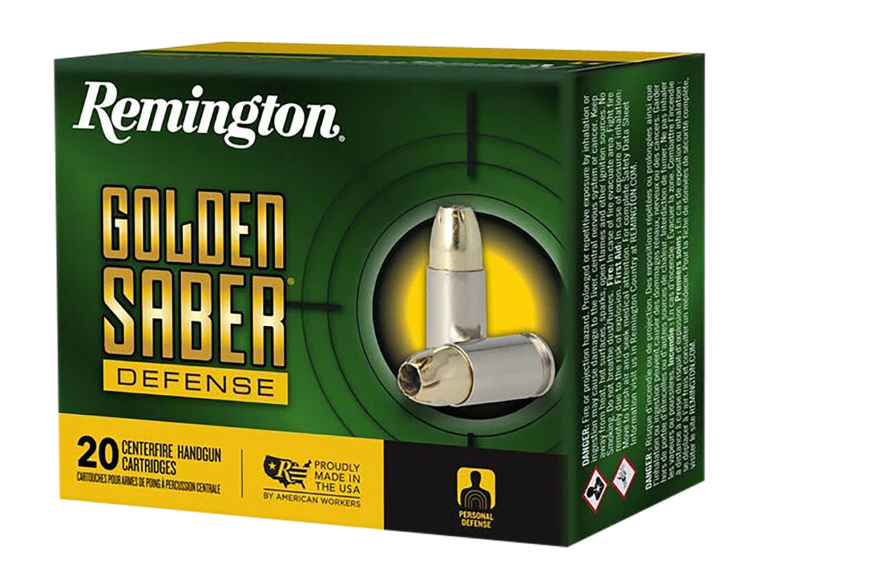 Remington Ammunition R21369 Golden Saber Defense 10mm Auto 180 gr Brass Jacket Hollow Point (BJHP) 20 Per Box/ 25 Cs