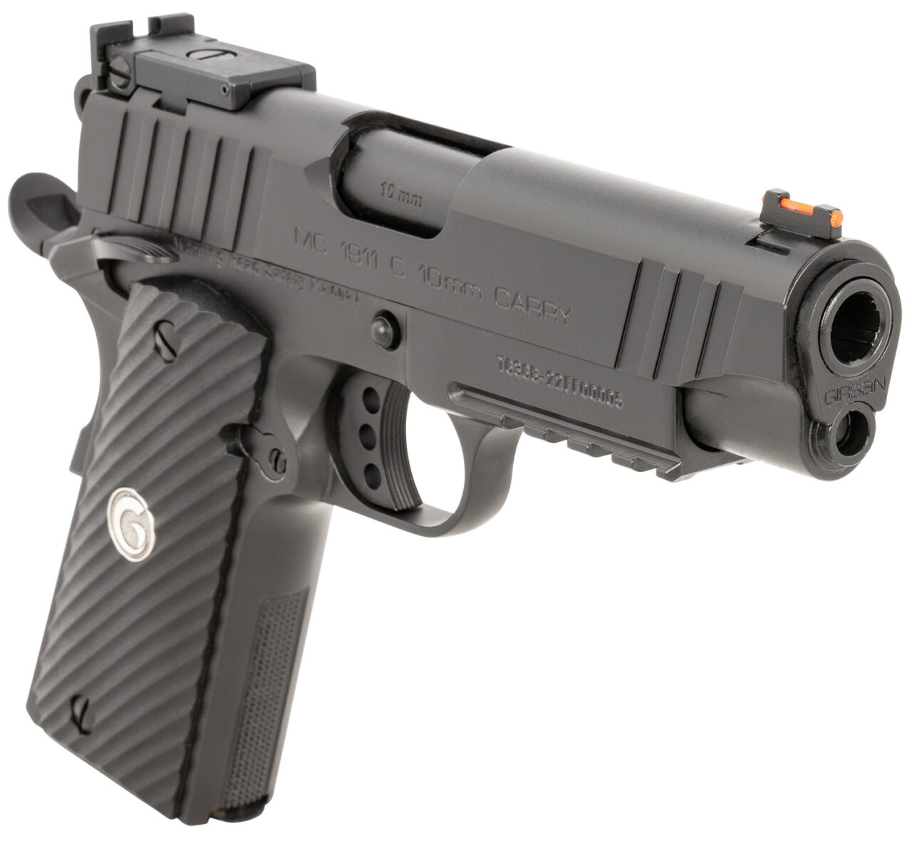EAA GIRSAN 390605 MC1911 Commander Carry Frame 10mm Auto 9+1, 4.40" Black Steel Barrel, Black Serrated Steel Slide, Black Steel Frame w/Beavertail & Picatinny Rail, Black Textured Polymer Grip, Ambidextrous - Image 3
