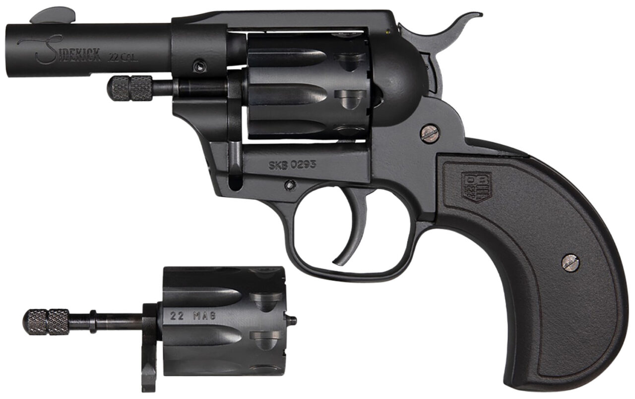 Diamondback DB0600A001 Sidekick 22 LR/22 WMR 3" 9 Shot Black Cerakote Barrel, Cylinder & Frame, Black Birdshead Grip