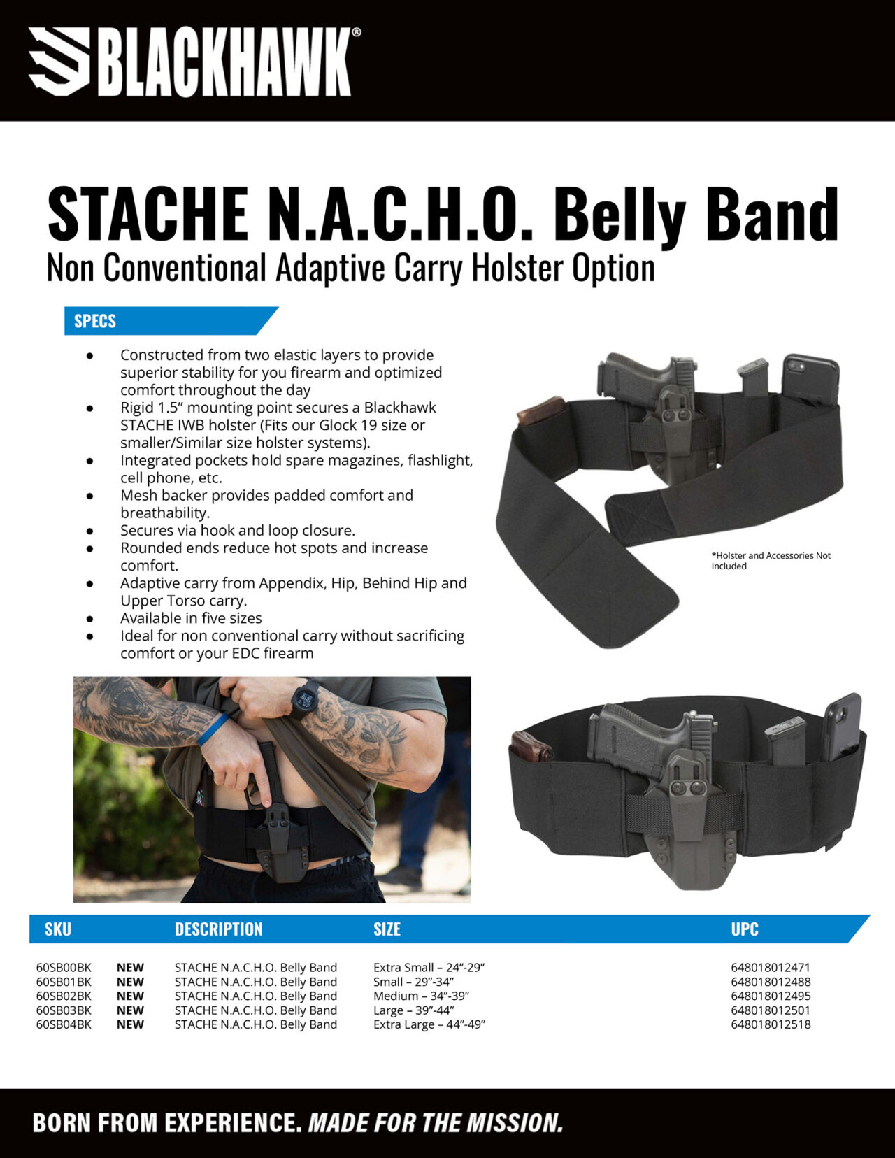 Blackhawk 60SB04BK Stache N.A.C.H.O. Belly Band XL Black Elastic pistols - Image 2