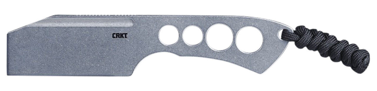 CRKT 2130 Razel Chisel 2" Fixed Plain Stonewashed 8Cr13MoV SS Blade/Silver Skeletonized Stainless Steel Handle Includes Cord Fob/Sheath
