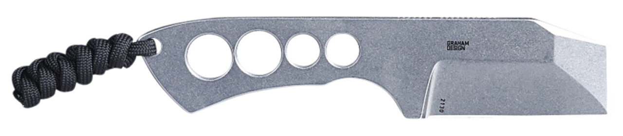CRKT 2130 Razel Chisel 2" Fixed Plain Stonewashed 8Cr13MoV SS Blade/Silver Skeletonized Stainless Steel Handle Includes Cord Fob/Sheath - Image 2