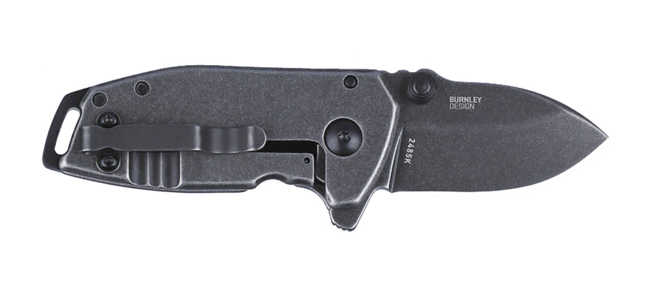 CRKT 2485K SQUID #405 Compact Folding Plain Stonewashed 8Cr13MoV SS Blade, Stainless Steel Handle, Includes Pocket Clip - Image 2