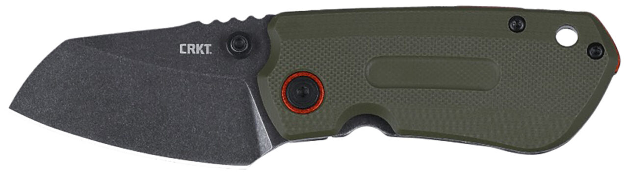 CRKT 6277 Overland Compact 2.24" Folding Plain Stonewashed D2 Steel Blade, Green w/Orange Accents G10/SS Handle, Includes Pocket Clip
