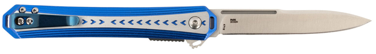 CRKT 6710 Stickler 3.38" Folding Plain Satin 12C27 Sandvik Blade/ Blue & Silver Aluminum Handle Includes Pocket Clip - Image 2
