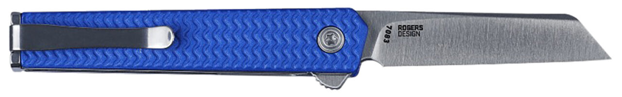 CRKT 7083 CEO Micro 2.21" Flipper Sheepsfoot Plain Satin 12C27 Sandvik Blade, Blue Textured w/Silver Liner & Accents Aluminum Handle, Includes Pocket Clip - Image 2