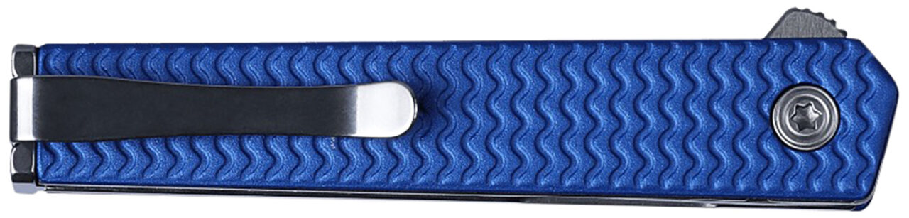 CRKT 7083 CEO Micro 2.21" Flipper Sheepsfoot Plain Satin 12C27 Sandvik Blade, Blue Textured w/Silver Liner & Accents Aluminum Handle, Includes Pocket Clip - Image 3