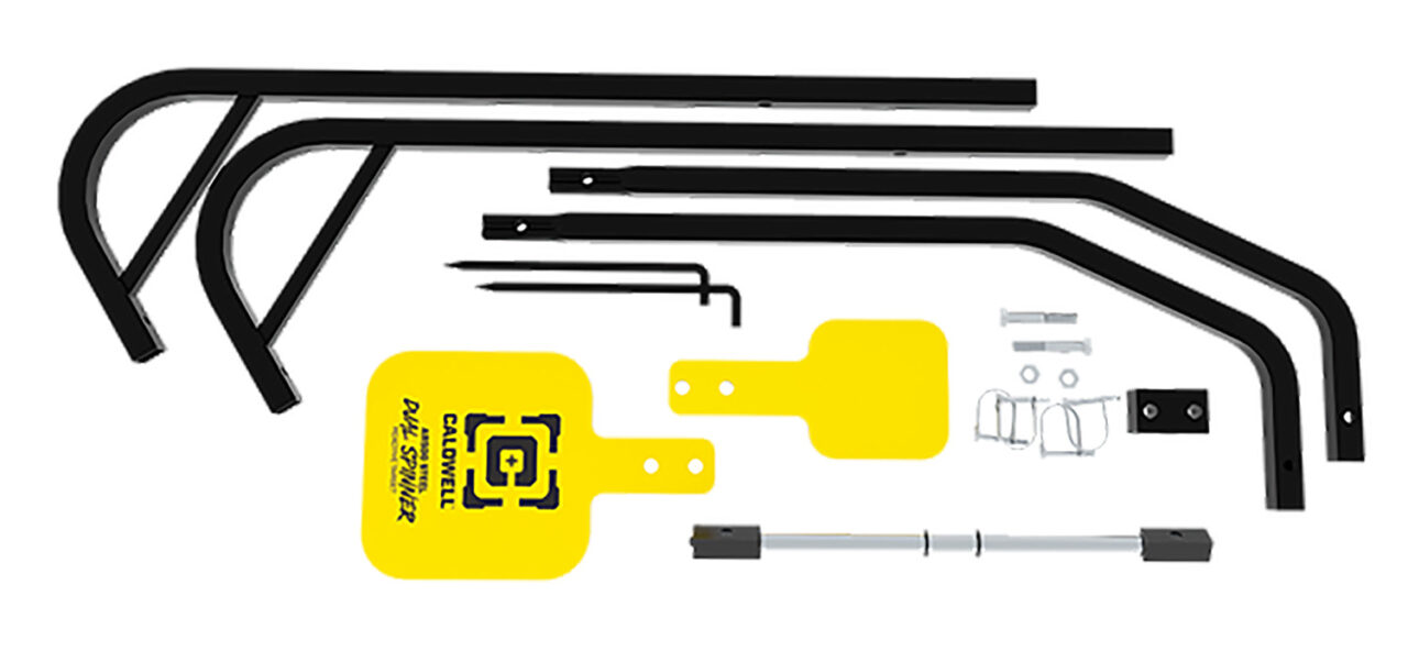 Caldwell 1196226 Daul Spinner Yellow AR500 Steel 3/8" Thick Standing Target Includes 5" & 8" Plates - Image 3