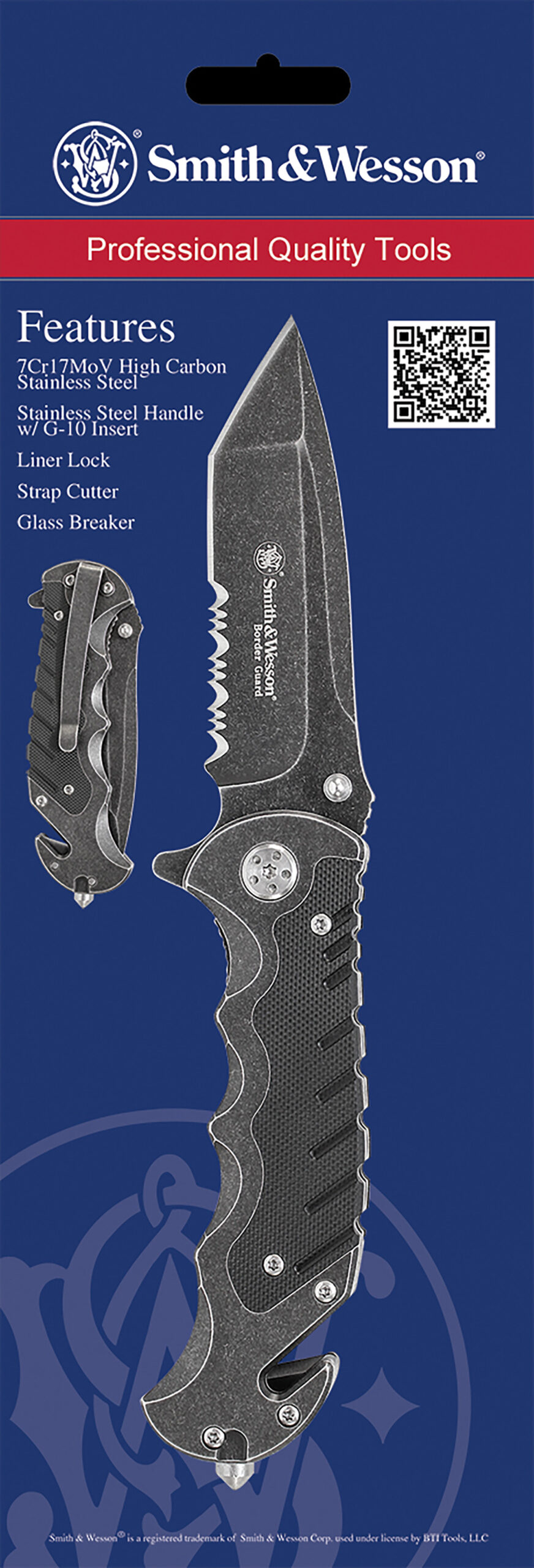 Smith & Wesson Knives SWBG10SCP Border Guard 3.50" Folding Part Serrated Stainless Steel Blade 4.80" Aluminum/G10 Handle Includes Pocket Clip - Image 3