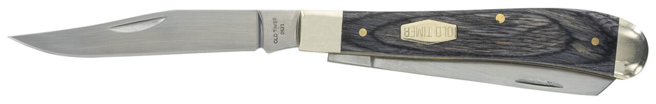 Old Timer 1135990 Heritage Series Trapper 940T 3" Clip/Spey D2 Steel Blade 3.70" Black/Tan Wood Laminate Handle