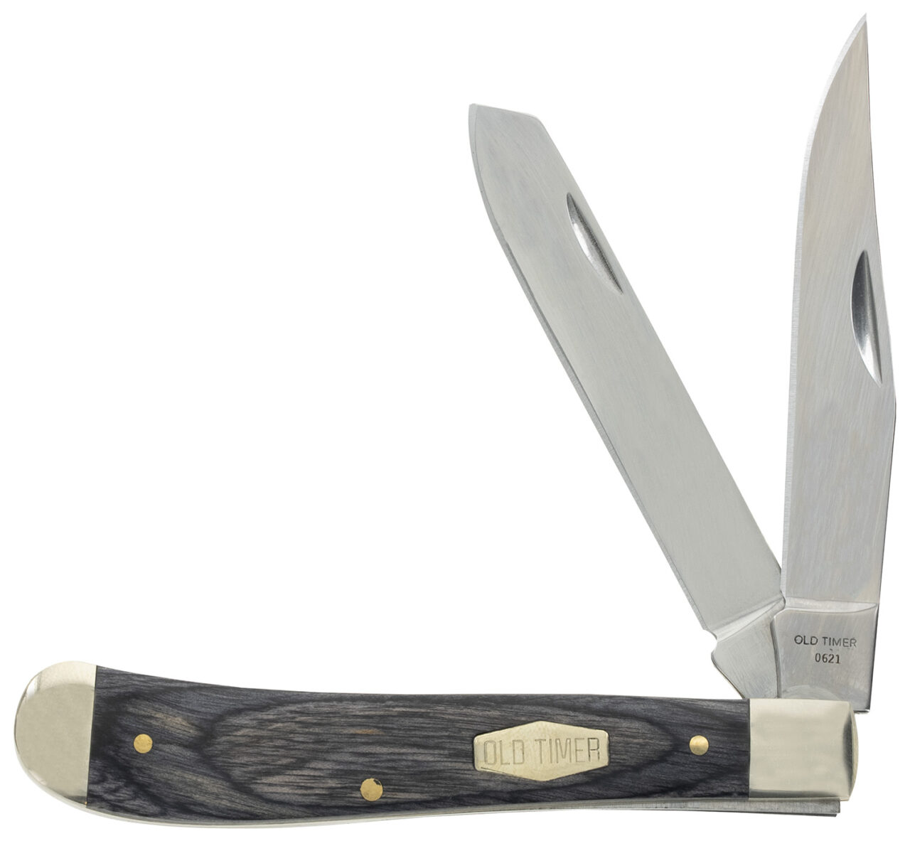 Old Timer 1135990 Heritage Series Trapper 940T 3" Clip/Spey D2 Steel Blade 3.70" Black/Tan Wood Laminate Handle - Image 2