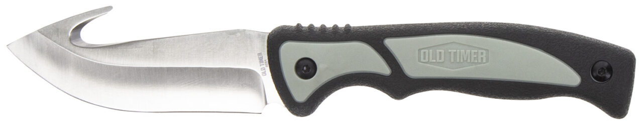 Old Timer 1137138 Trail Boss 3.70" Fixed Gut Hook Plain Stainless Steel Blade TPE Handle Includes Sheath
