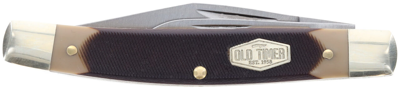 Old Timer 1179231 Middleman Jack 2.50" 1.70" Folding Clip/Sheepsfoot Plain Stainless Steel Blade Black/Tan Sawcut Bone Handle - Image 2