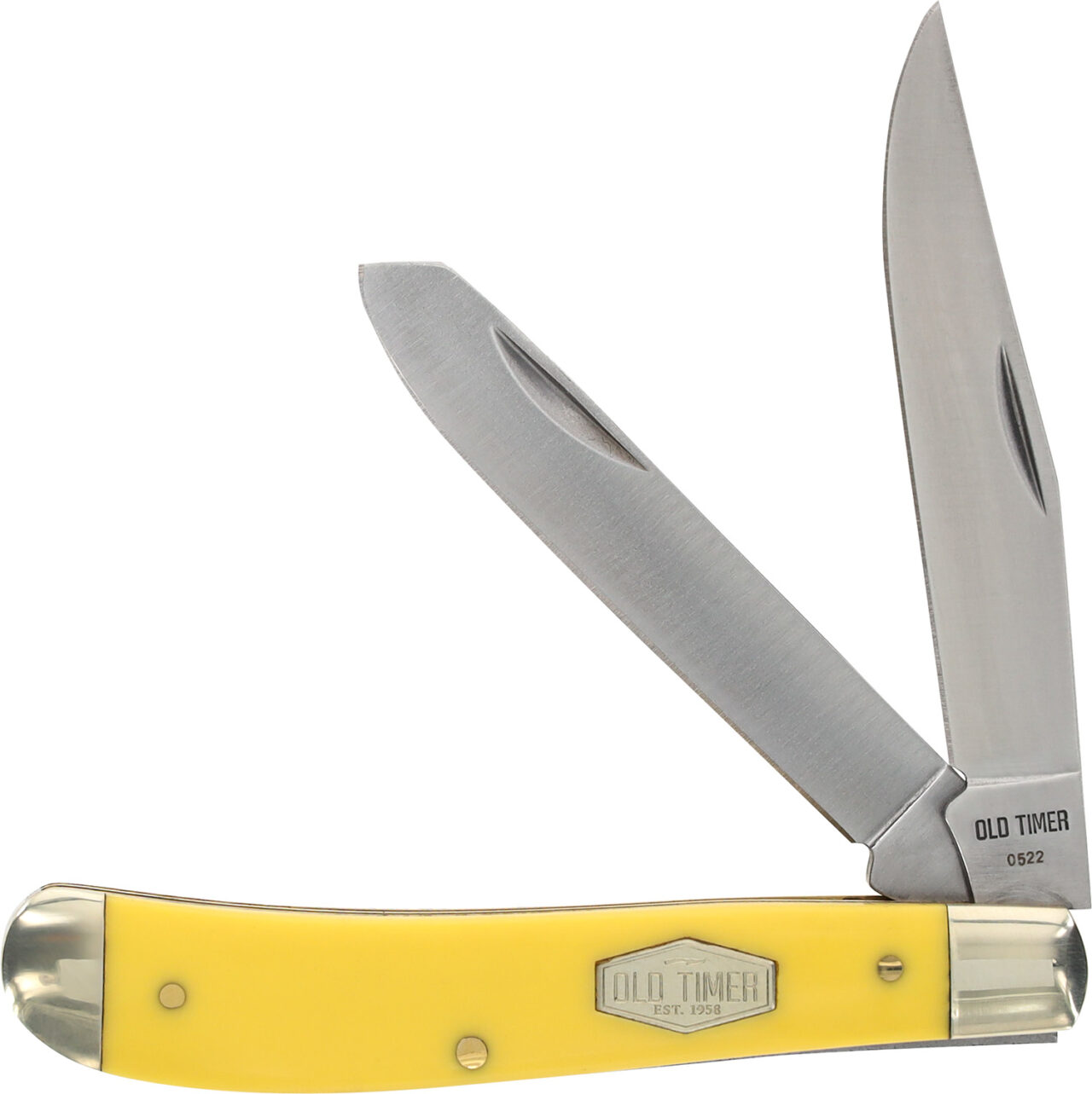 Old Timer 1180011 Gunstock Trapper 3" Plain Stainless Steel Blade Yellow - Image 2