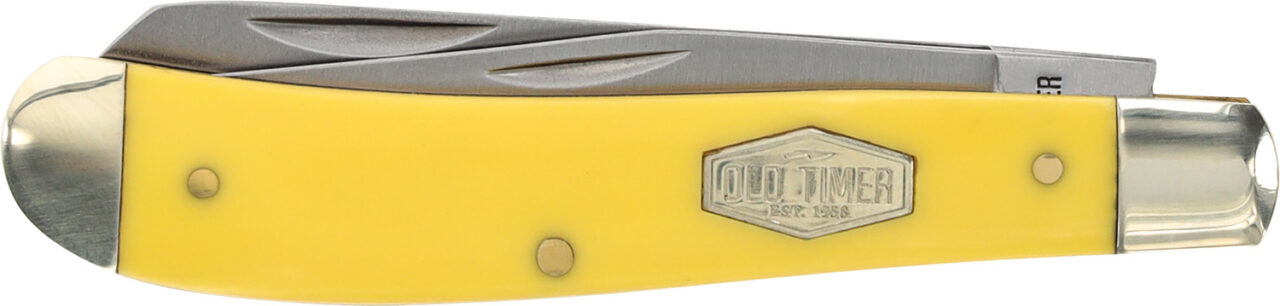 Old Timer 1180011 Gunstock Trapper 3" Plain Stainless Steel Blade Yellow - Image 3