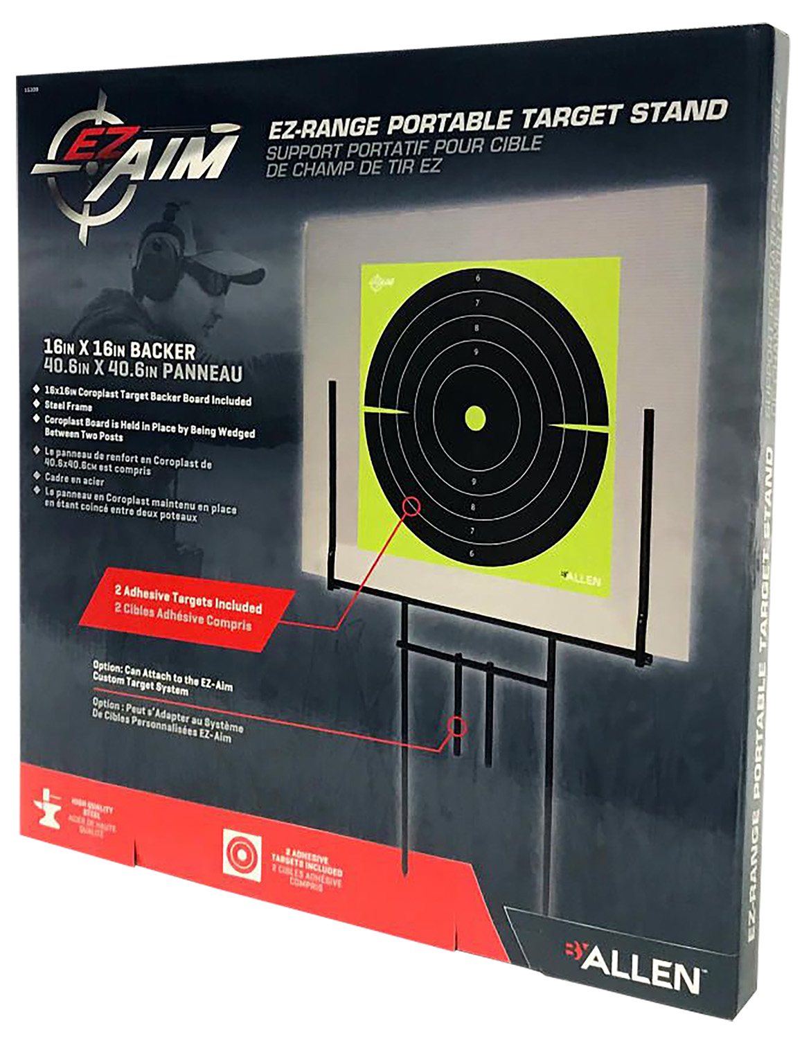 Allen 15309 EZ-Aim Portable Range Target Stand Black Steel 18" W x 19" H Standing Includes 2 Adhesive Targets - Image 3