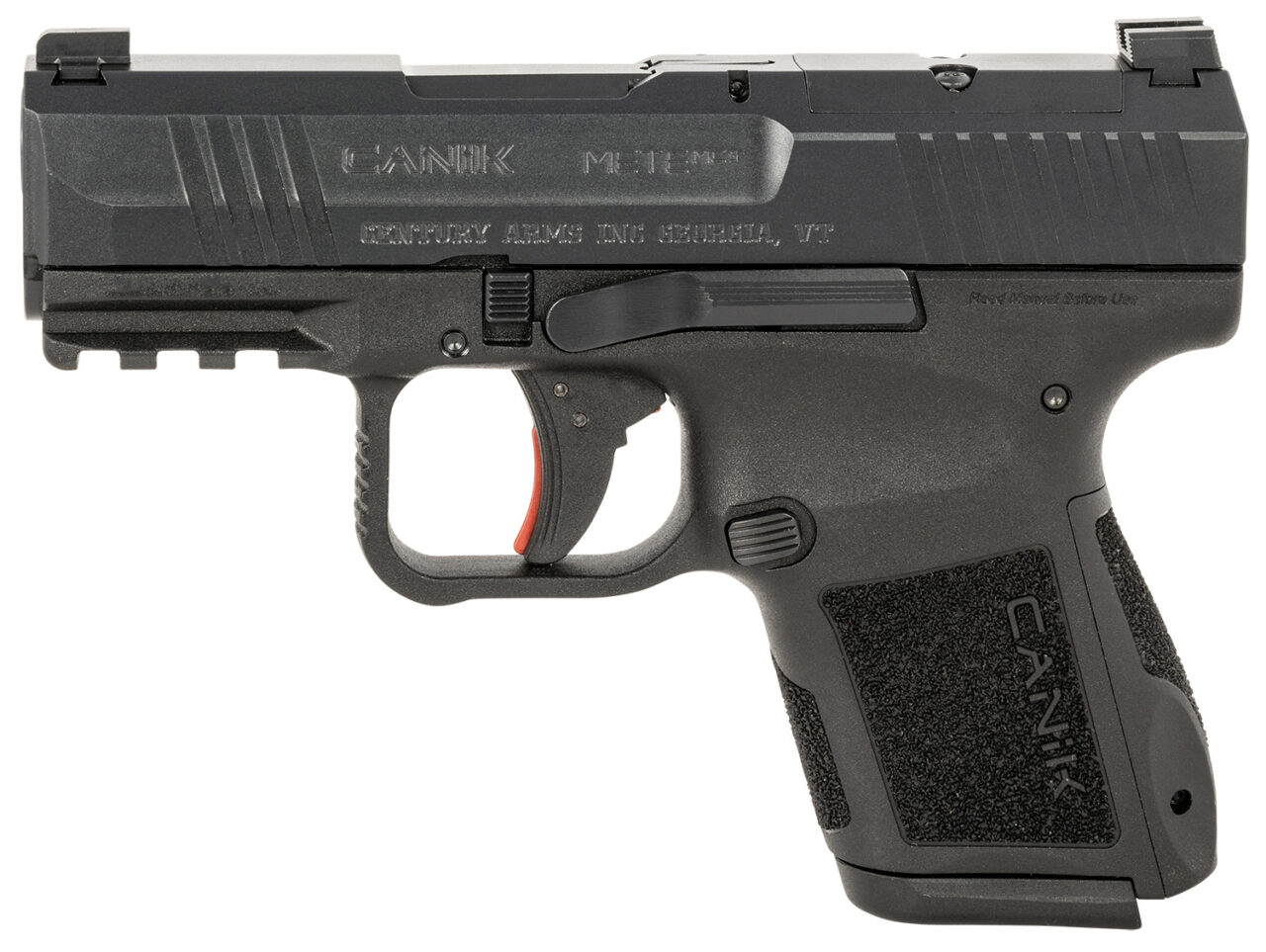 Canik HG7620N MC9 9mm Luger 12+1/15+1 3.18" Black Steel Barrel, Tennifer w/Black Cerakote Optic Ready/Serrated Slide, Black Polymer Frame w/Picatinny Rail. Black Polymer Grips - Image 2