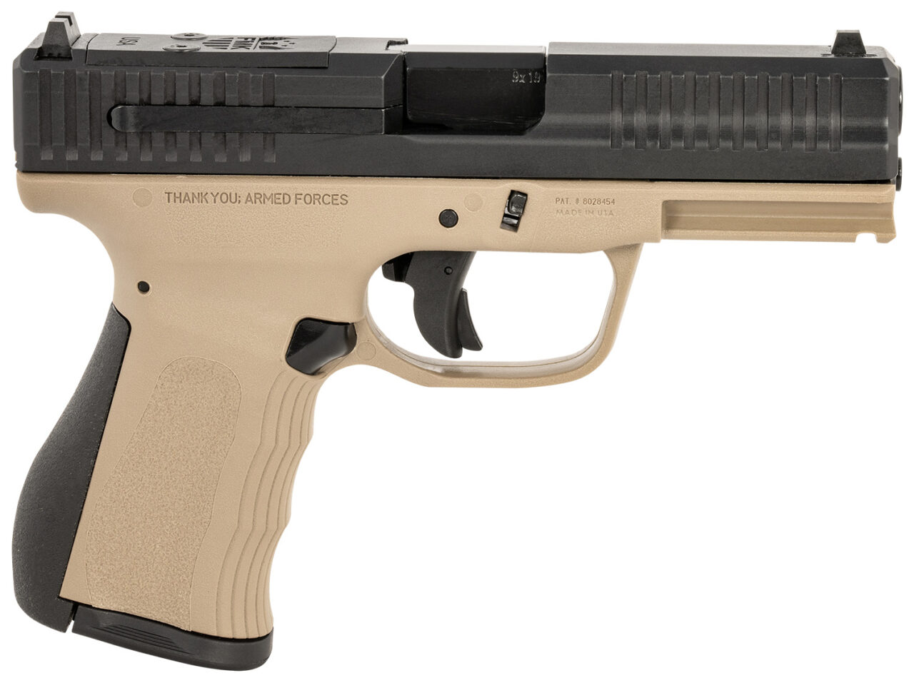 FMK FMKG49DE G3 9mm Luger 14+1 4", Black Optic Cut/Serrated Slide, Dark Earth Polymer Frame with Pic. Rail, Interchangeable Backstrap Grips