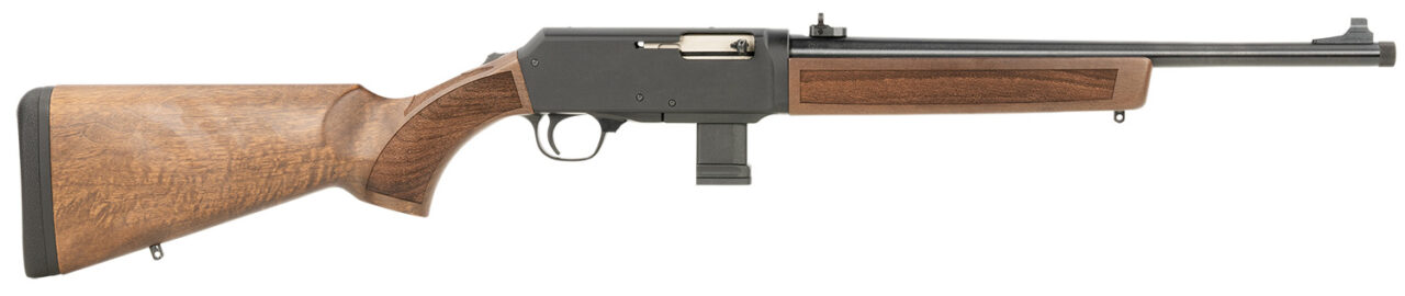 Henry H027H9G Homesteader w/Glock Mag Well Adapter 9mm Luger 10+1 16.37" Blued Steel Threaded Barrel, Black Anodized Aluminum/Optic Ready Receiver, American Walnut Fixed Stock w/2-Piece Grips Ambidextrous