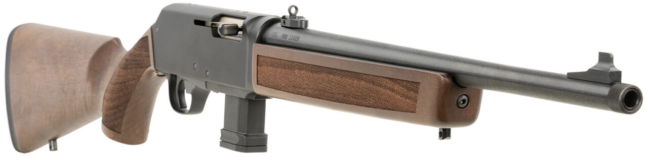 Henry H027H9G Homesteader w/Glock Mag Well Adapter 9mm Luger 10+1 16.37" Blued Steel Threaded Barrel, Black Anodized Aluminum/Optic Ready Receiver, American Walnut Fixed Stock w/2-Piece Grips Ambidextrous - Image 3