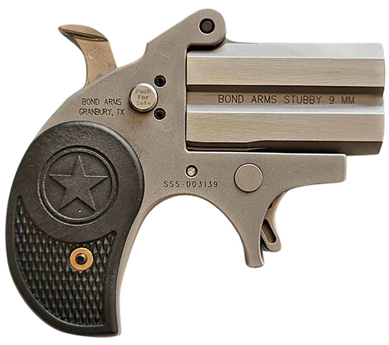 Bond Arms BASTB Stubby 9mm 2rd Shot 2.20" Matte Stainless Steel Frame Black Textured Polymer Grips