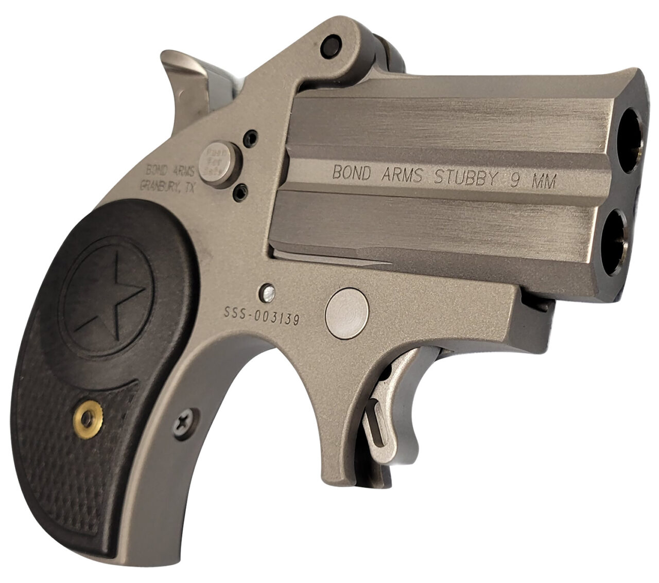 Bond Arms BASTB Stubby 9mm 2rd Shot 2.20" Matte Stainless Steel Frame Black Textured Polymer Grips - Image 3