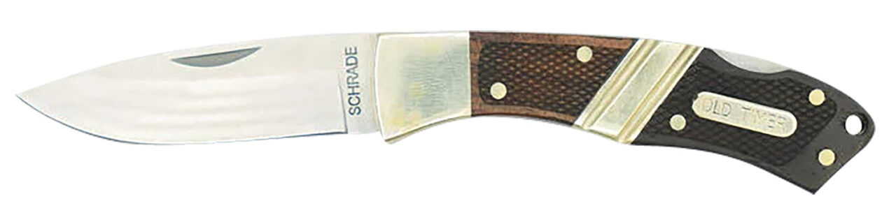 Old Timer 1181069 Mountain Beaver Jr. 2.50" Folding Drop Point Plain Mirror Polished 9Cr18MoV SS Blade/Brown Wood/Silver Nickel Handle Includes Sheath