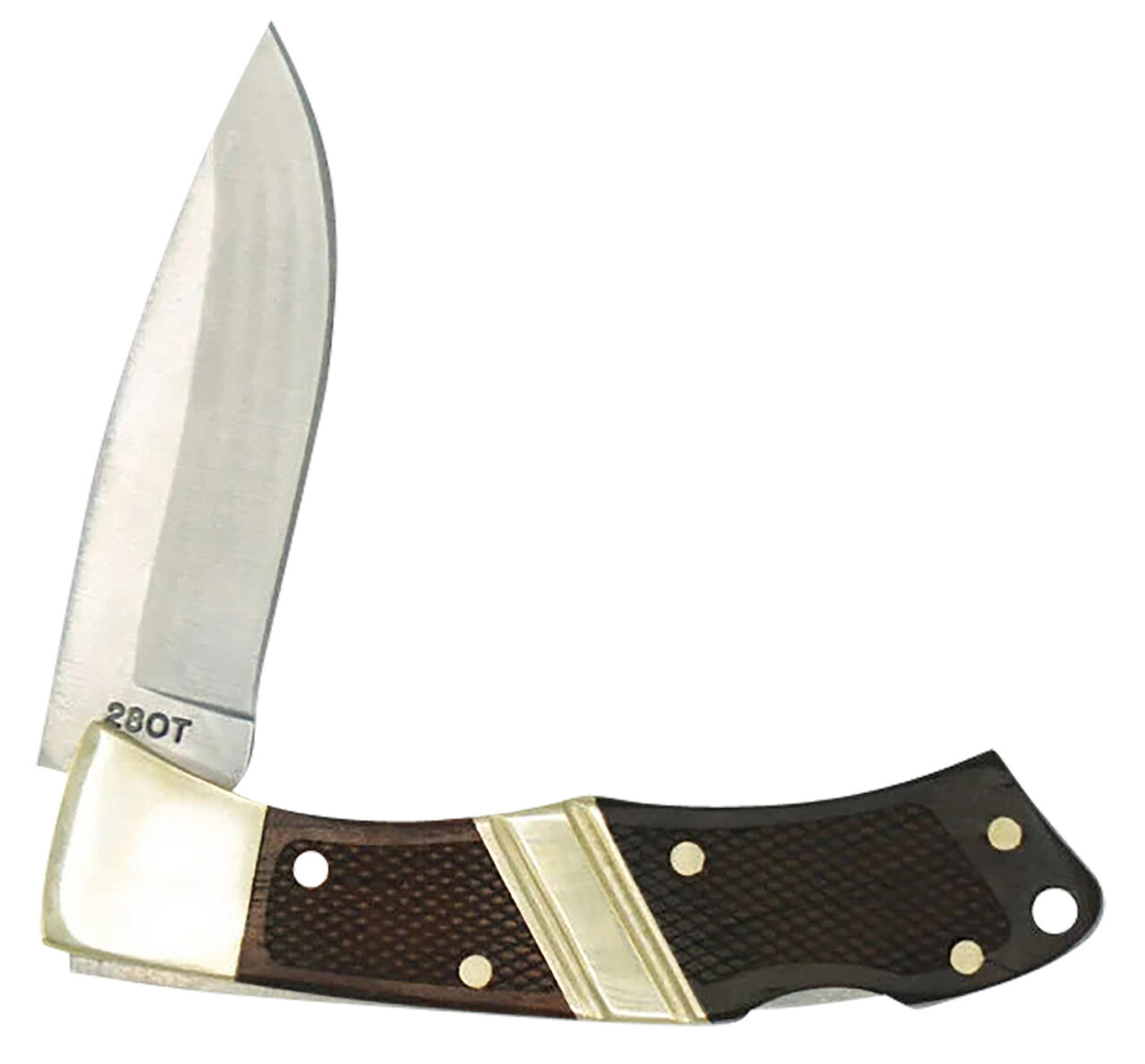 Old Timer 1181069 Mountain Beaver Jr. 2.50" Folding Drop Point Plain Mirror Polished 9Cr18MoV SS Blade/Brown Wood/Silver Nickel Handle Includes Sheath - Image 2