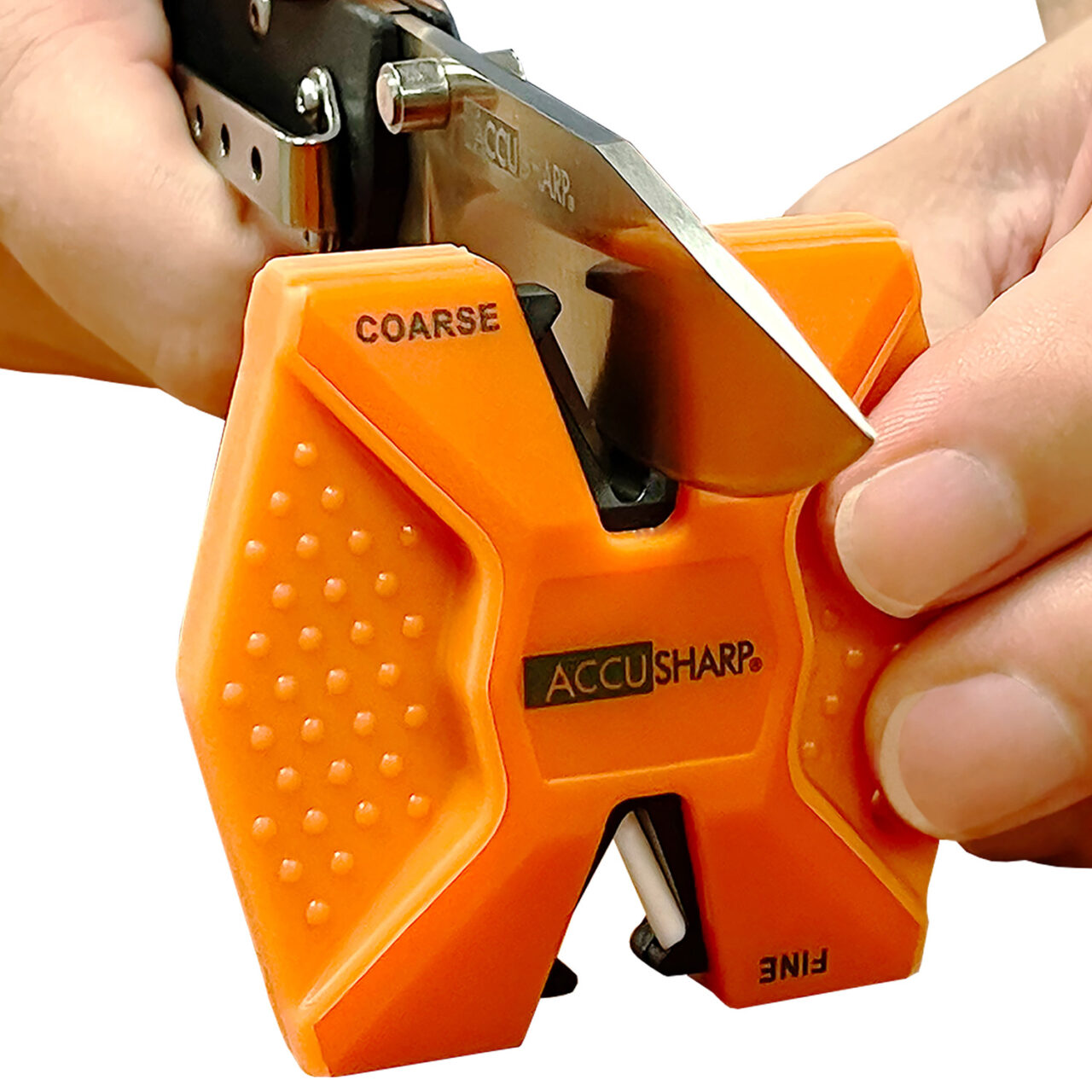 AccuSharp 344C 2-Step Knife Sharpener Hand Held Diamond Tungsten Carbide Sharpener Coarse/Fine Blaze Orange - Image 3