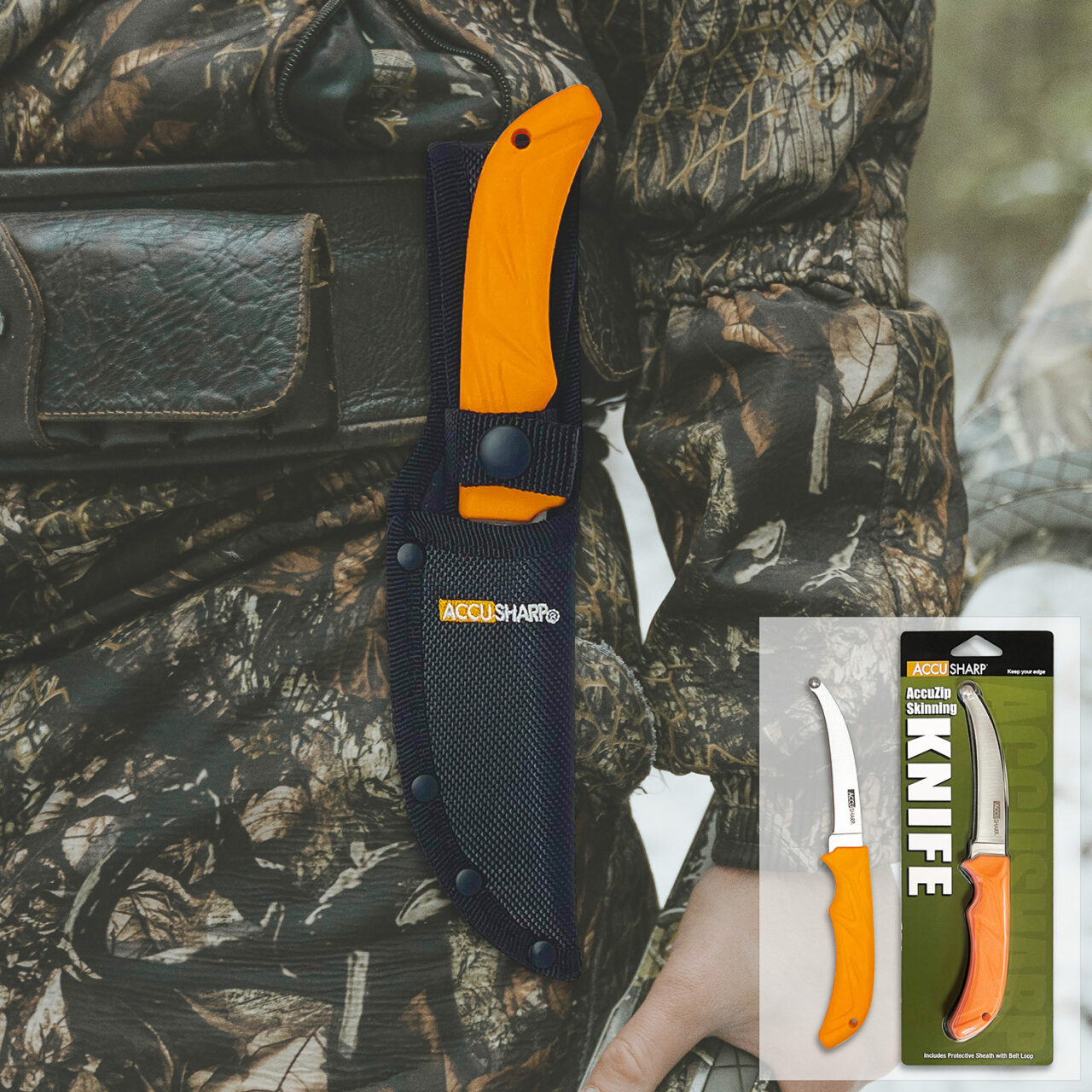 AccuSharp 734C AccuZip 4" Fixed Plain Stainless Steel/ Blade Blaze Orange Ergonomic Anti-Slip Rubber Handle - Image 3