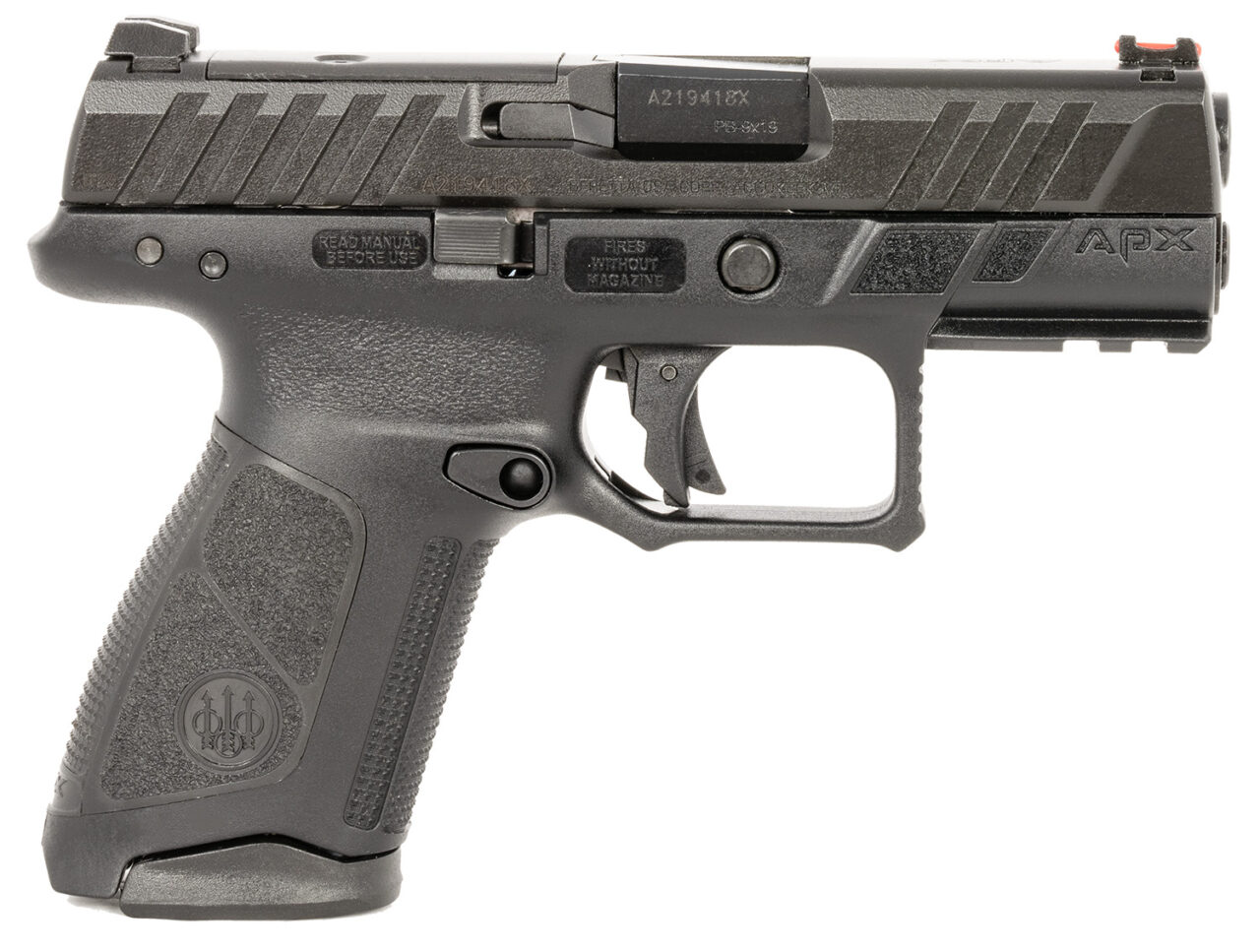 Beretta USA JAXA1C910FO APX A1 Compact 9mm Luger 10+1 3.70" Black Barrel, Black Optic Ready/Serrated Slide, Black Polymer Frame w/Extended Stippling, Black Interchangeable Backstrap Grip, Ambidextrous