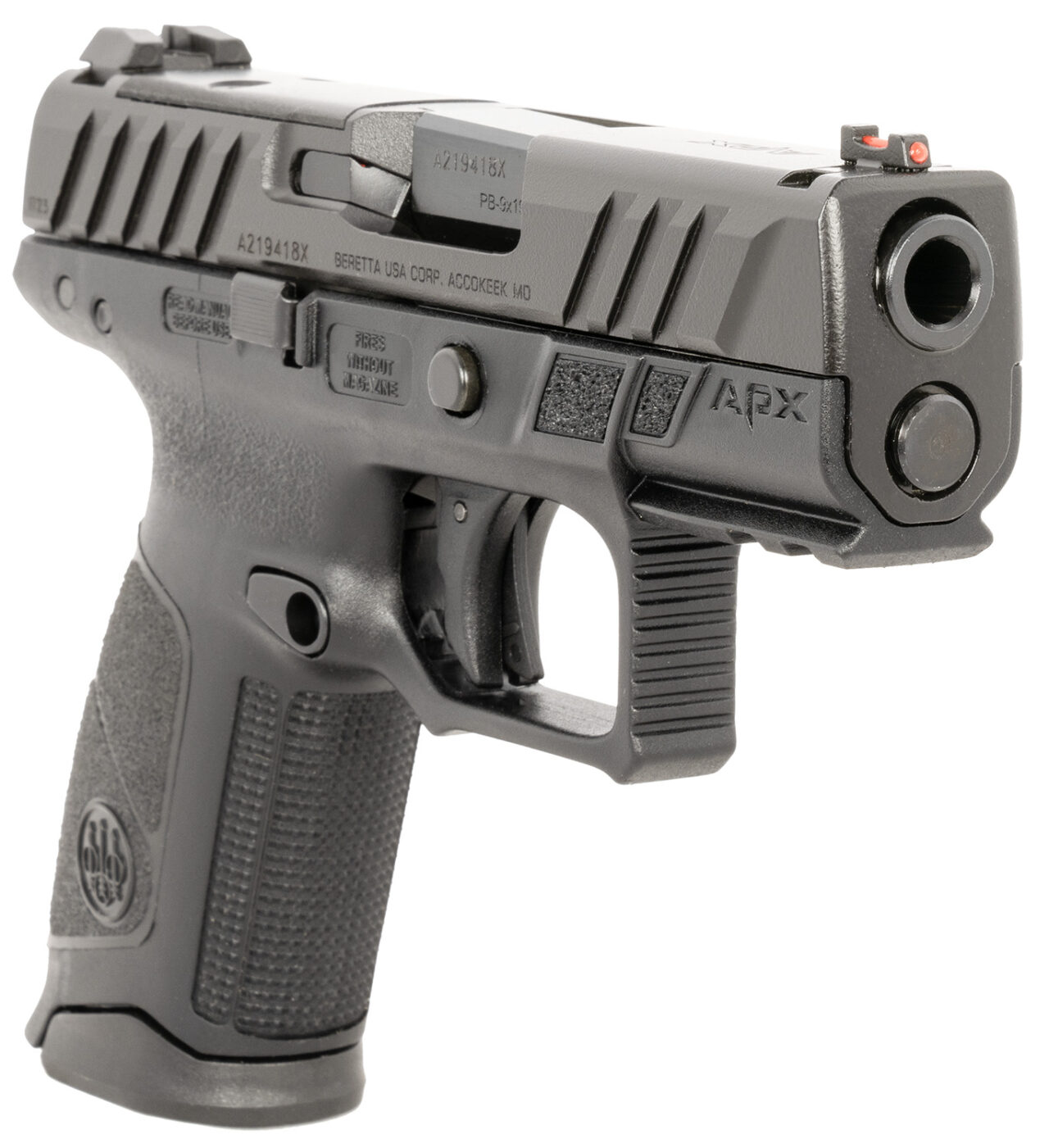 Beretta USA JAXA1C910FO APX A1 Compact 9mm Luger 10+1 3.70" Black Barrel, Black Optic Ready/Serrated Slide, Black Polymer Frame w/Extended Stippling, Black Interchangeable Backstrap Grip, Ambidextrous - Image 3