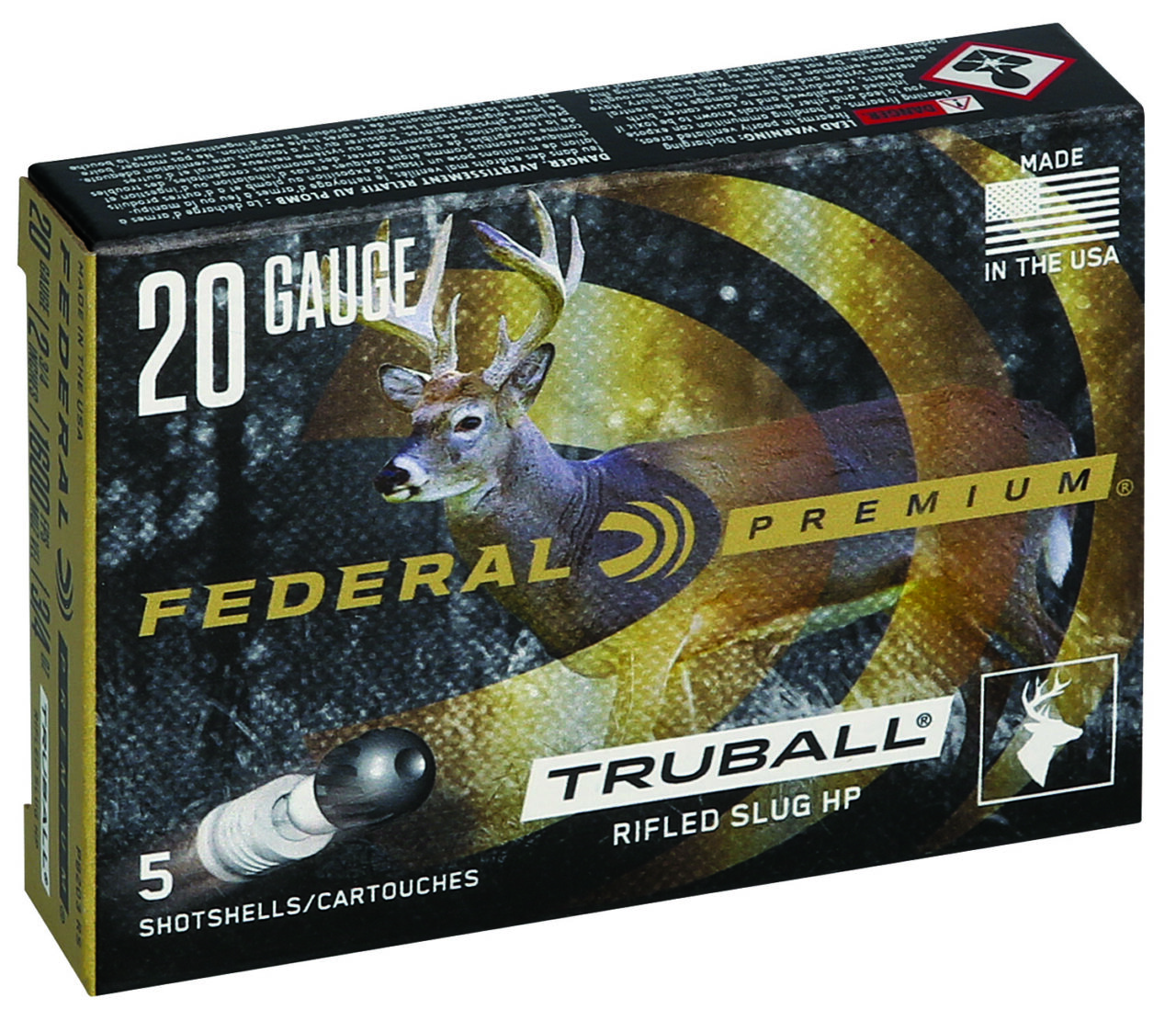 Federal PB203RS Premium Vital-Shok TruBall 20 Gauge 2.75" 3/4 oz Riflesd Slug Shot 5 Per Box/50 Cs - Image 2