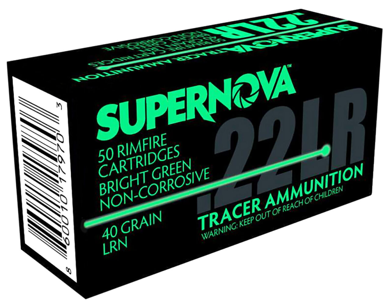 Piney Mountain Ammunition PMSN22LRG Green Tracer Non Corrosive 22 LR, 40 gr Lead Round Nose (LRN), 50 Per Box/100 Cs