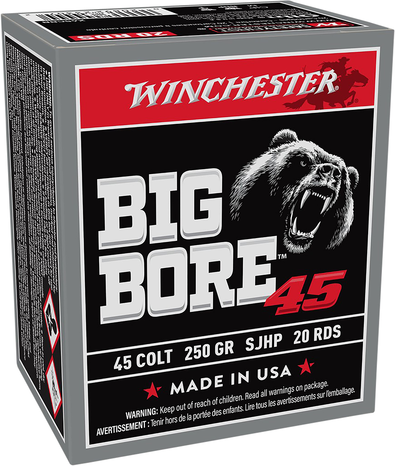 Winchester Ammo X45CBB Big Bore 45 Colt (LC) 250 gr Semi-Jacketed Hollow Point (SJHP) 20 Per Box/ 10 Cs