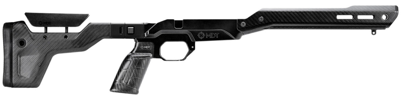 Mdt Sporting Goods Inc 106131BCF HNT26 Chassis Carbon Fiber Furniture, Black Aluminum Base, Folding Stock with Adj. Cheekrest, M-LOK ARCA Forend, QD Sling Mounts, AR-Style Grip Fits Long Action (CIP 3.85") Remington 700, *Worn Box