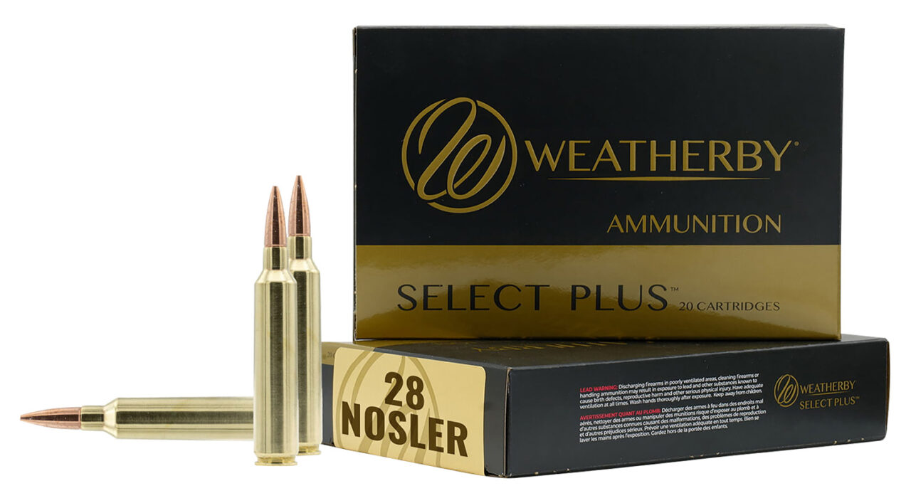 Weatherby M28NS163HCB Select Plus 28 Nosler, 163 gr, 20 Per Box/ 10 Cs