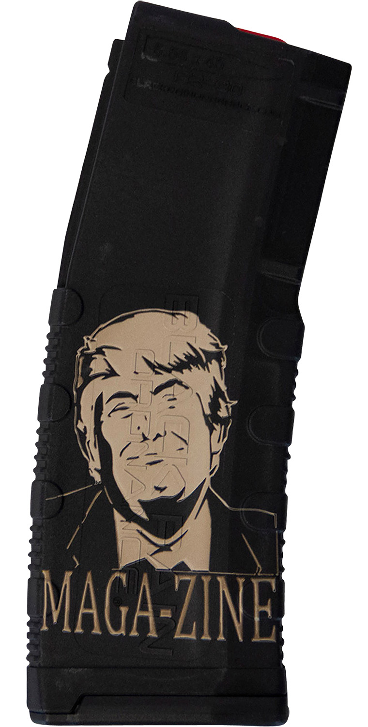 Black Rain Ordnance Magazine 30rd, Black Polymer with Trump MAGA-ZINE Engraving, Fits AR-15 Platform