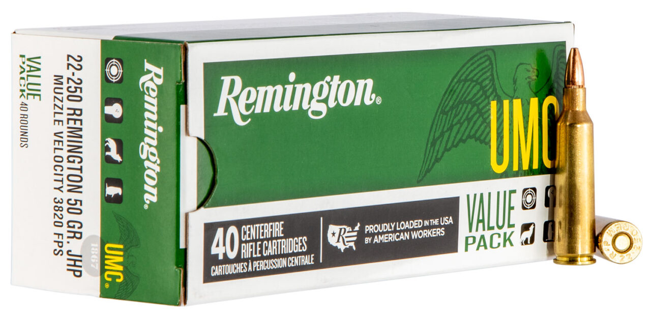 Remington Ammunition 23783 UMC Value Pack 22-250 Rem 50 gr Jacketed Hollow Point (JHP) 40 Per Box/ 10 Cs